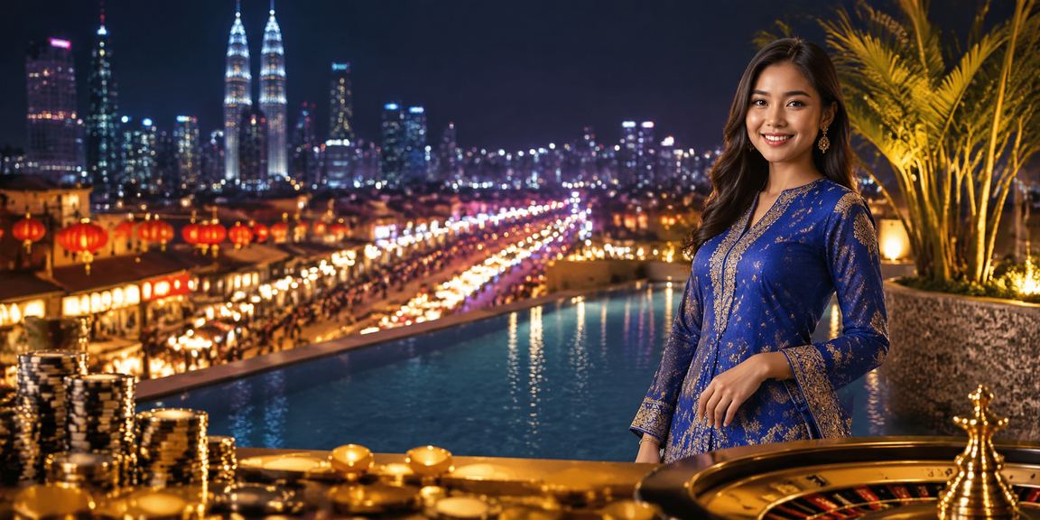 Wanita berbaju kurung menerima cashback bonus dalam platform hiburan Kuala Lumpur