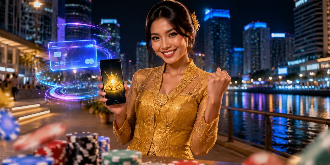 Wanita berkebaya di Petaling Jaya menikmati pengalaman pertaruhan kasino dalam talian